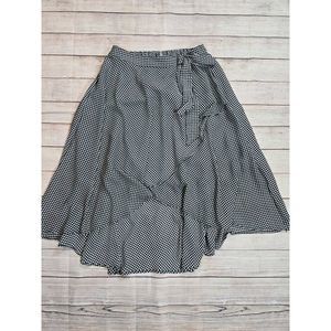 Elle Women's Black and White Sz M Checkered  Midi Hi Lo Skirt‎ Lined Semi Sheer